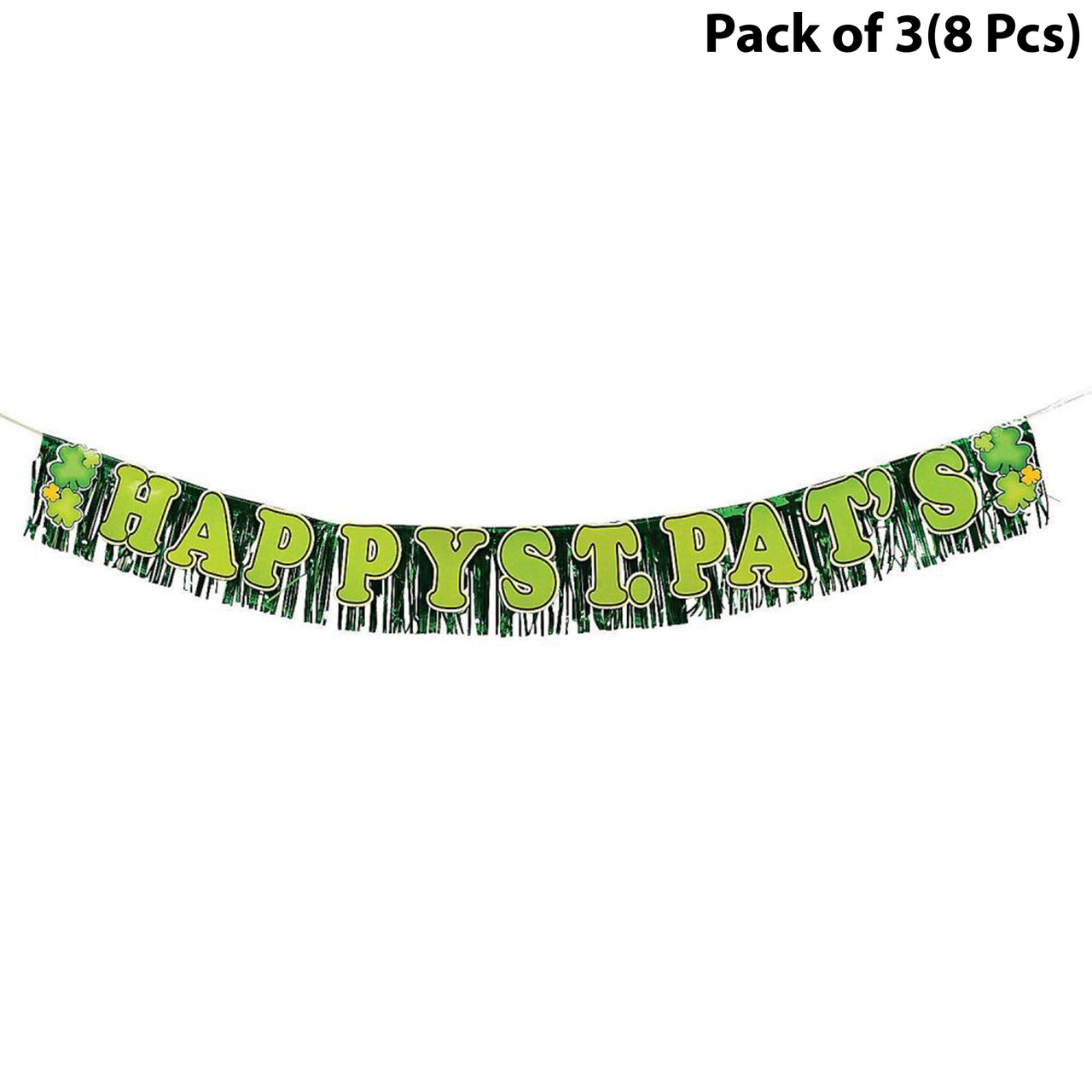 Fringed Metallic Banner (HAPPY ST.PAT’S) | 7 Feet long by 8 inches tall Crowned in Chrome Your Destination for Metallic Chic | RAHEEV®